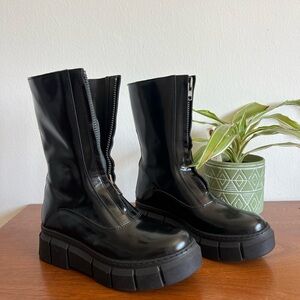 ALOHAS Black “Peak” Zip Front Women's Boots
